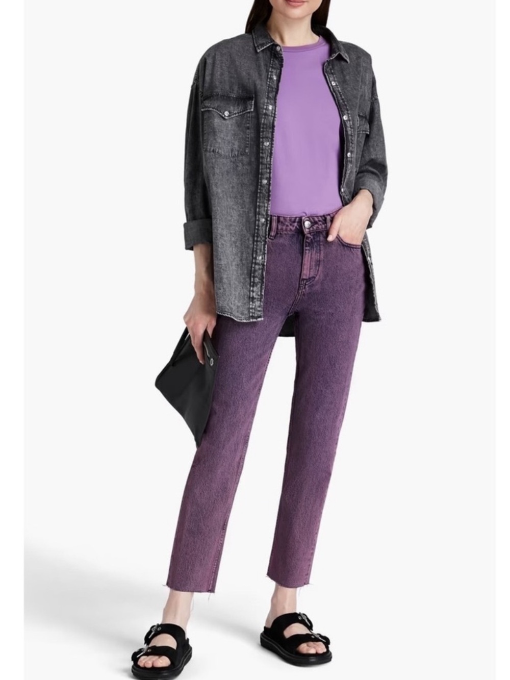 IRO Experience High Rise Straight Leg Jeans Purple Plum Wash Size 28
